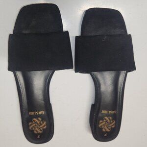 Sam & Libby slip ons, Black suede with 3/4" heel. Size 7